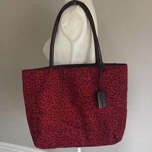 Neimen Marcus Shoulder Bag Purse Animal Print Red
